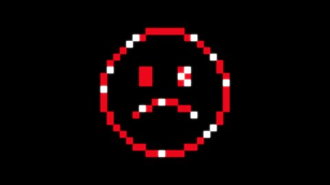 Pixel Art Sadness Emotion Icon. Looped animation