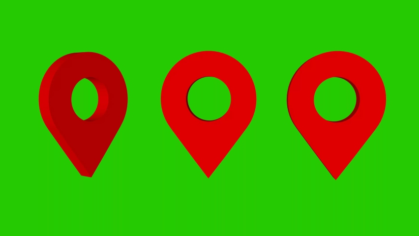 Three animated geolocation icons on a green screen. 3D animation. | Shutterstock HD Video #1084123477