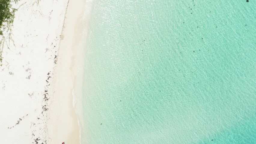 Pristine White Sand Beach on Tropical Cayo Icacos Island, Aerial Overhead Bird's Eye view | Shutterstock HD Video #1084136383