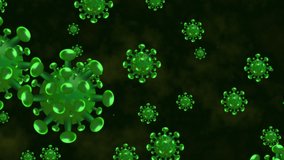 Flying or motion of Covid-19 virus.covid-19 virus green particles animation with background. - Powered by Shutterstock - Get 15% off with code: PIKWIZARD15