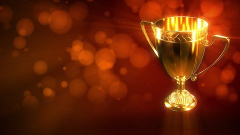 gold trophy chalice on soft focus background