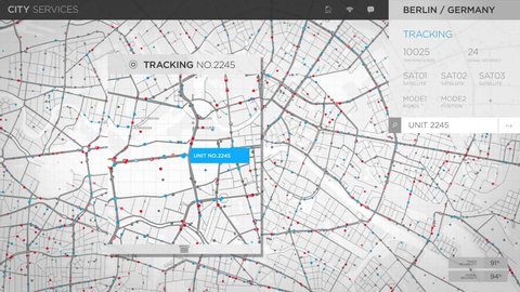 Satellite Tracking Ai Scans City Routes For Target Vehicle. Satellite Surveillance Ai Software Tracks Transport On Digital Road Map. Advanced Satellite Tracking Network Ai Interface. Navigation
