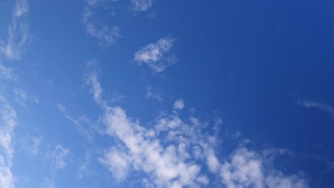 Sky at sunny day. Beautiful blue sky with white clouds, time lapse. Nature concept