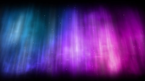 Abstract colorful aurora. Energetic Northern lights. Sky with twinkling stars. Cosmos motion background. Loop. 29,97 fps