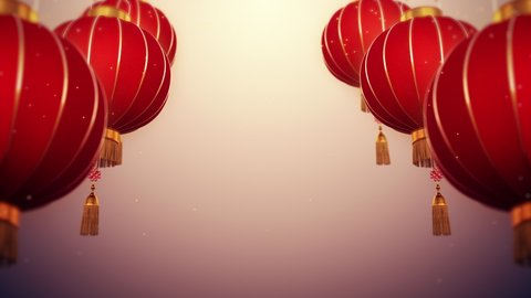 Chinese New Year Passing Lantern on Background Loop. 3D rendering. Happy New Year motion graphic. Beautiful lantern background project, projection mapping background seamless loop 