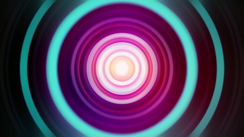 Abstract Hypnotic colorful glow radial Circle Loop. Hypnotic Waves Radiate Ring Motion. 4K 3D rendering seamless loop. Psychedelic space theme vj dj loop background. 
