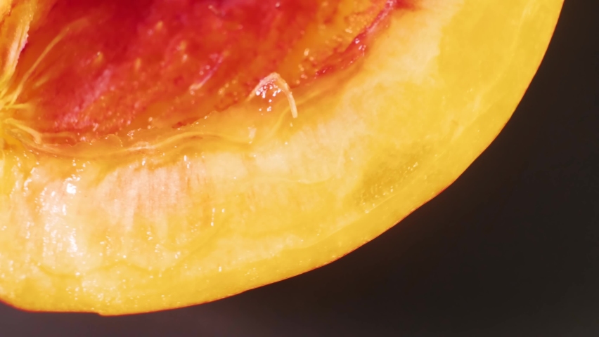360 degree juicy peach rotation close-up