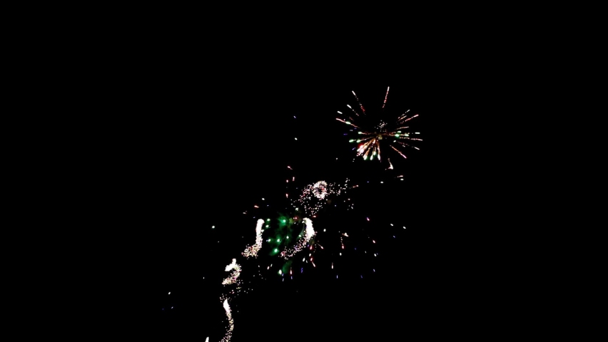 Colourful Starbursts and Spinner Fireworks in a Display, Ireland