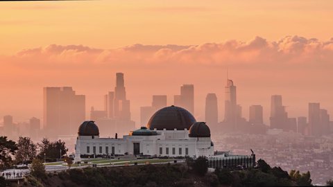 Los Angeles Sunrise Timelapse from Griffth Park with Observatory and Skyline Telephoto View