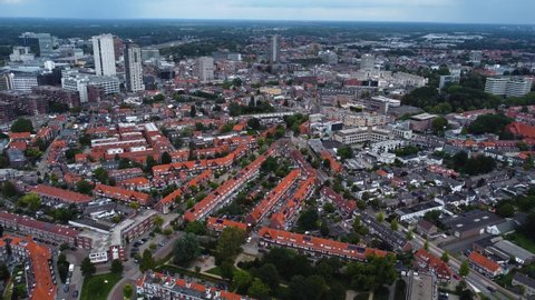 Aerial of Eindhoven in netherlands on a sunny and windy morning day