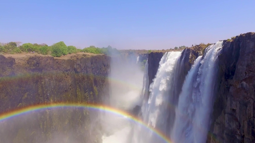 Aerial Shot of the Victoria Falls in Livingstone Zambia.