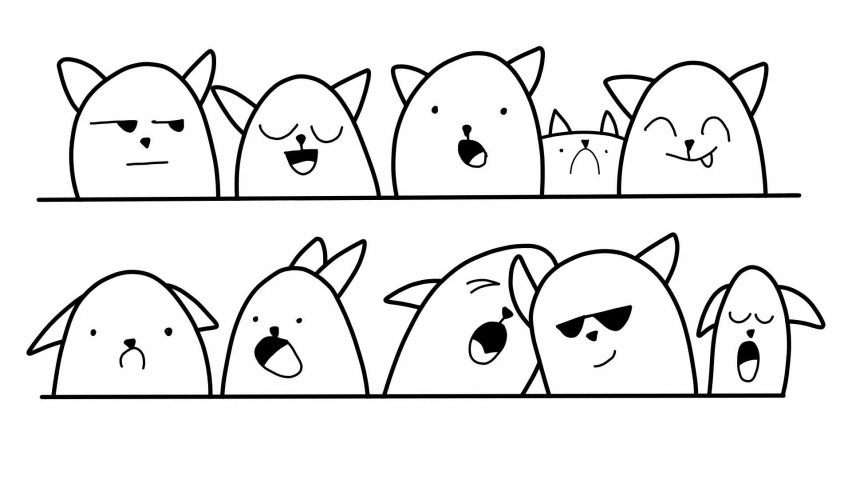 Short video making simple doodle images. Timelapse of cute cat drawing.