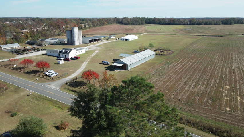 Farmland property in Burgaw, North Carolina establishing orbiting aerial 