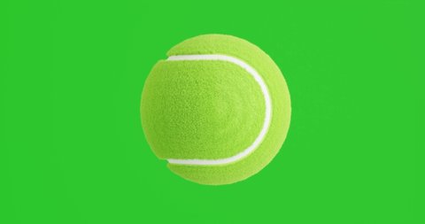 3d render of tennis ball rotating in motion on green screen,Animation Looped
