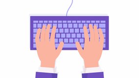 keyboard typing animation. computer device and user hands. Technology and business concept. Work at office or search process. Programmer, blogger, freelancer, designer, 2d flat style cartoon animation - Powered by Shutterstock - Get 15% off with code: PIKWIZARD15