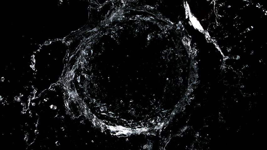 Super slow motion of water vortex on black background. Filmed on high speed cinema camera, 1000 fps.