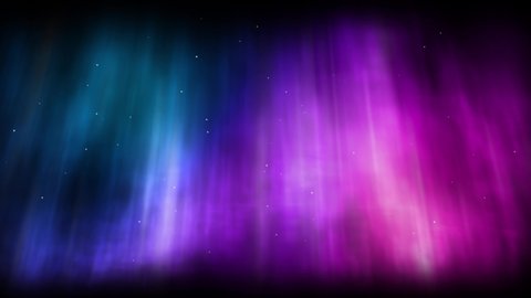 Abstract colorful aurora. Energetic Northern lights. Sky with twinkling stars. Cosmos motion background. Loop. 23,98 fps