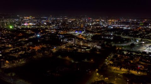 Liverpool city centre aerial hyperlapse timelapse at night