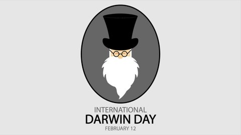 International Darwin Day Science and Humanism Day 12 February, art video illustration.