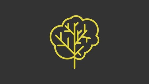 Yellow Tree icon isolated on grey background. Forest symbol. 4K Video motion graphic animation.