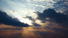 Dramatic Time Lapse Sunset with Clouds. Evening, Large beautiful orange color sunset sky. 4K Time lapse of Majestic sunset or sunrise landscape Amazing light of nature cloudscape sky and Clouds - Powered by Shutterstock - Get 15% off with code: PIKWIZARD15