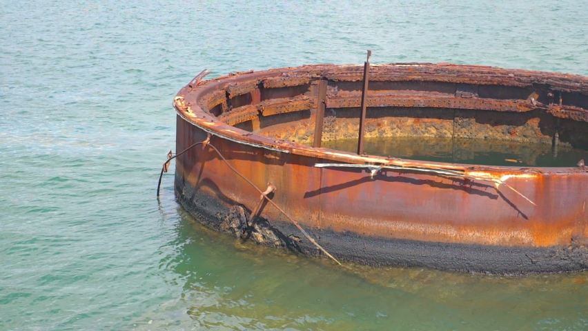 Shipwreck at Pearl Harbor in Honolulu in slow motion 180fps