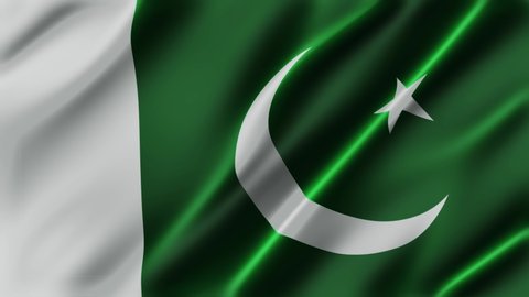 Pakistan waving flag fabric texture of the flag and 3d animation background.