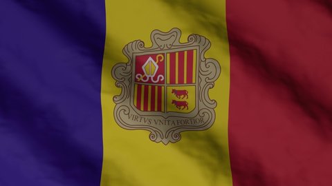 Andorran flag waving in the wind. Andorra national flag video footage.