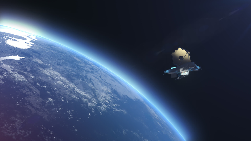James Webb telescope on orbit of Earth. Space observatory  Elements of this image furnished by NASA | Shutterstock HD Video #1084253617