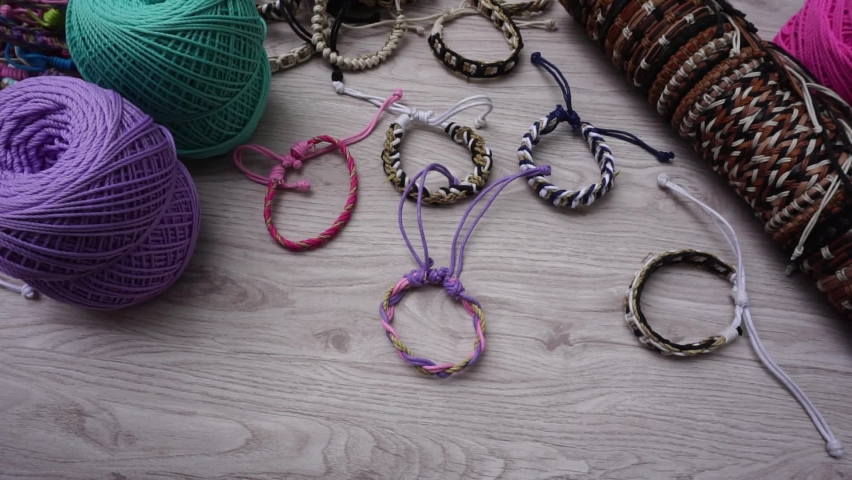 Selecting ethnic bracelet with a natural bakcground