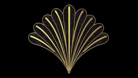 Feather Fan 3D animation. Incl ALPHA MATTE. Perfect 4K Art Deco style 3D model fan for TV show, intro, documentary, catwalk, stage design or The Great Gatsby and 1920s theme related projects.
