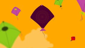 Colorful Kite flying on yellow background. Makar Sankranti Abstract Kite on yellow background.  