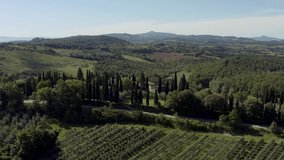 Aerial view of beautiful nature in Tuscany Italy. 4K Drone video.