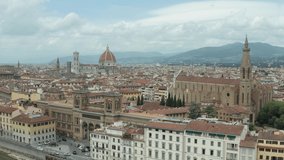 Panoramic aerial view of Florence in Tuscany Italy. 4K video by Drone.