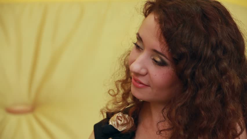 Beautiful girl in evening dress sitting on the floor and on her hand dove then a man to sit next to her. Three frame.