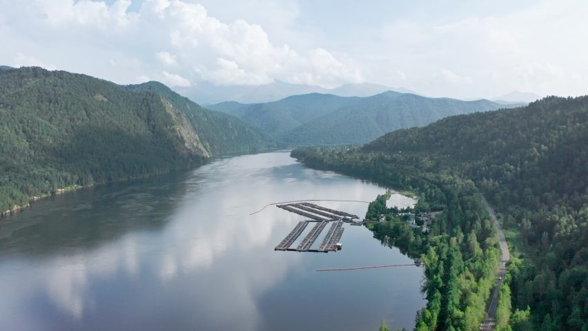 Taiga, beautiful rivers and lakes, Incredible forests of Russia, Siberia in summer, Trail of the Ancestors, aerial view, drone, Khakassia, Russia
