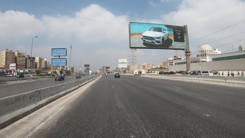 Cairo, Egypt - 15 September, 2021: Driver POv on the main highway in Cairo