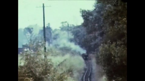 Romney Marsh, England, 1968 - Marshlander Miniature train runs along the woods