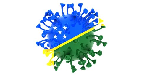 Flag of Solomon Islands on Seamless looping 3D animation of the covid-19 Corona Virus 4K UHD 60FPS