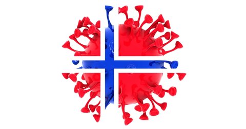 Flag of Norway on Seamless looping 3D animation of the covid-19 Corona Virus 4K UHD 60FPS
