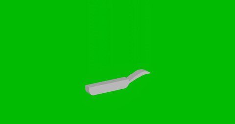 Animation of rotation of a white pan symbol with shadow. Simple and complex rotation. Seamless looped 4k animation on green chroma key background