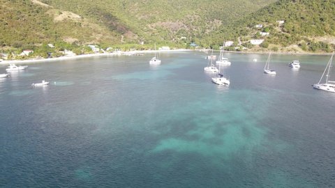 yachters delight, turning aerial of paradise near Foxys Bar in Jost van Dyke, British Virgin Islands