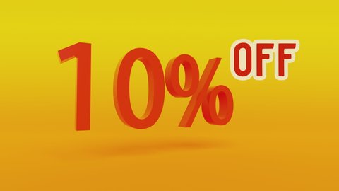 10 percent off sale yellow footage with red lettering. Transition space at the start. Video in 4k Ultra HD.