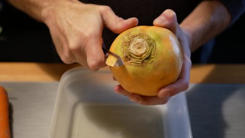 Fresh organic yellow turnip preparation