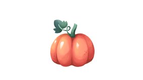 Pumpkin on transparent background. Loop animation. Motion graphics.watercolor.
