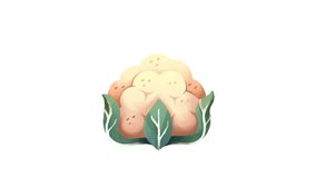 Cauliflower on transparent background. Loop animation. Motion graphics.watercolor.