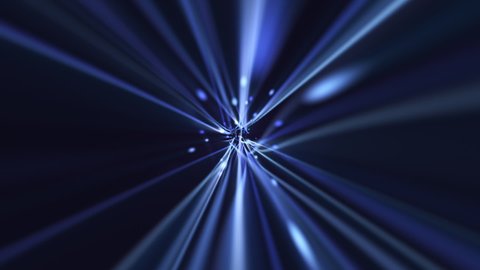 Technology concept background with high speed blue fiber optic data flow light beams and glowing particles. This futuristic tech motion background animation is full HD and a seamless loop.