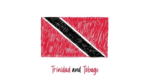 Trinidad and Tobago Flag Marker Whiteboard or Pencil Color Sketch Animation for Presentation