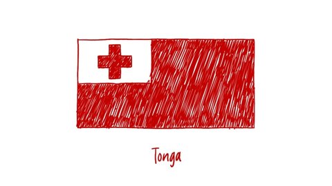 Tonga Flag Marker Whiteboard or Pencil Color Sketch Animation for Presentation