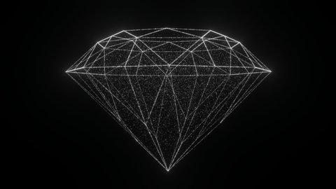 Technology Plexus diamond background from animated lines and dots with flowing particles. HUD, FUI. Looping seamless geometrical backdrop